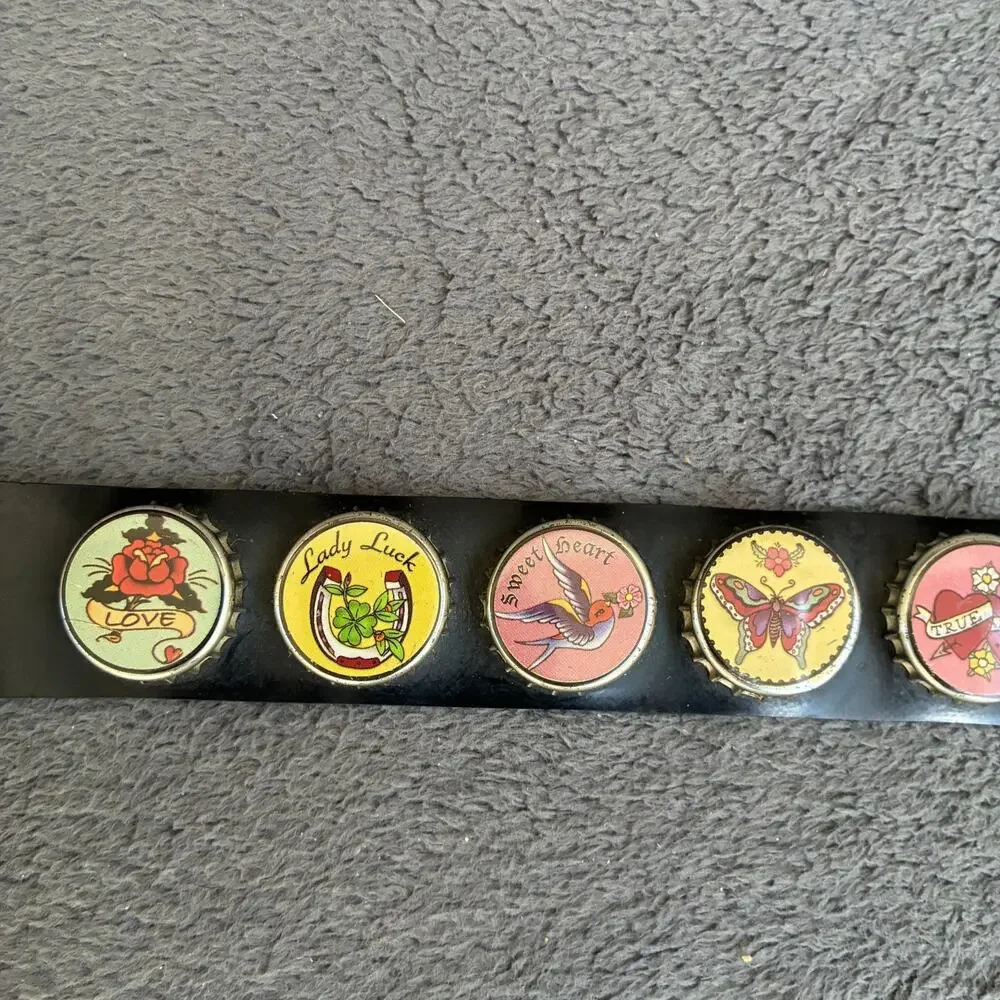 Little Earth Black Vintage Streetwear Buckle Soda Cap Belt Clasp Stamped Opener